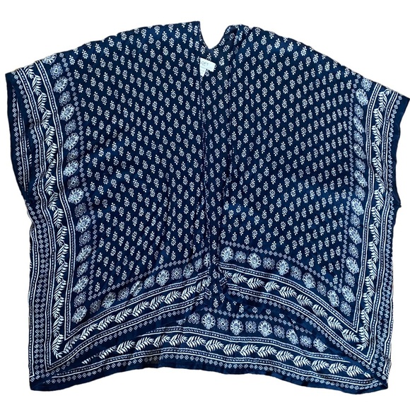 Loft Poncho Shrug Blur Floral Tribal Print Kimono Open Top Cardigan Indian Aztec - Picture 6 of 11